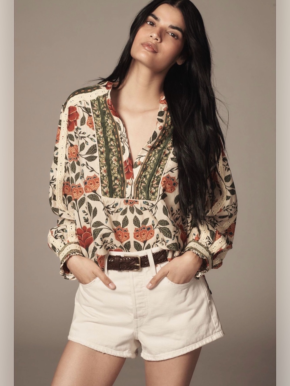 Farm Rio Garden Tapestry Sand Blouse - size small - Picture 5 of 7